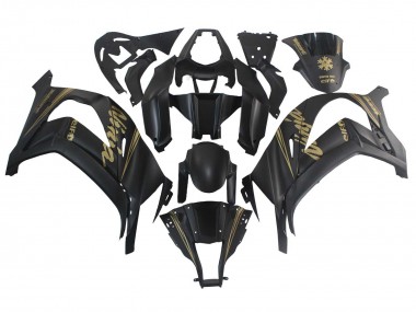 Best 2011-2015 Kawasaki ZX10R Motorcycle Fairings - Matte Black Gold Snow Elf