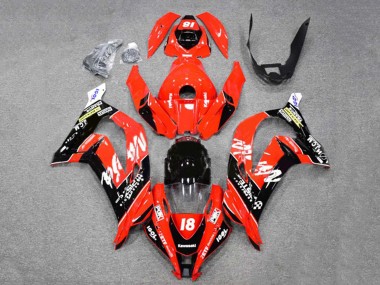 Best 2016-2020 Kawasaki ZX10R Motorcycle Fairings - Red Glossy Black White Monster 18