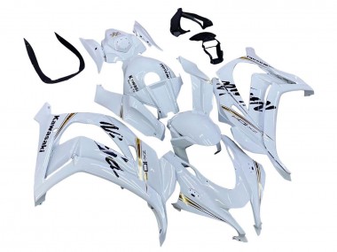 Best 2016-2020 Kawasaki ZX10R Motorcycle Fairings - White Gold Black