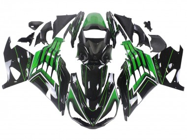 Best 2012-2024 Kawasaki ZX14R ZZR1400 Motorcycle Fairings - Green Glossy Black Stripe
