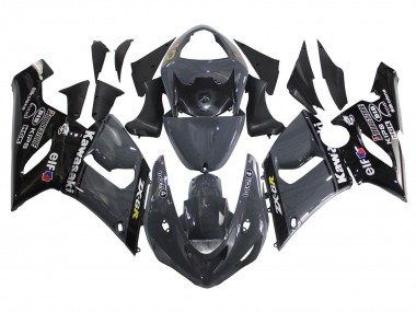 Best 2005-2006 Kawasaki ZX6R Motorcycle Fairings - Dark Grey Black
