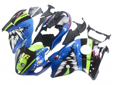 Best 1996-2007 Suzuki GSXR 1300 Hayabusa Motorcycle Fairings - Blue Green Shark 46