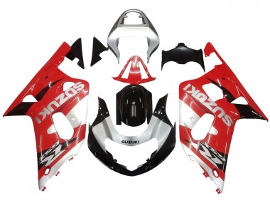 Best 2001-2003 Suzuki GSXR 600 / GSXR 750 Motorcycle Fairing - Red White Glossy Black