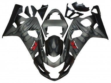 Best 2004-2005 Suzuki GSXR 600 / GSXR 750 Motorcycle Fairings - Grey Black Flame