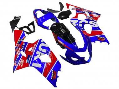 Best 2004-2005 Suzuki GSXR 600 / GSXR 750 Motorcycle Fairings - Blue Red Black Motul Dunlop