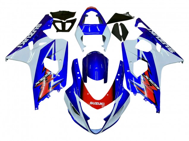 2004-2005 Suzuki GSXR 600 / GSXR 750 Motorcycle Fairing - White Blue Red
