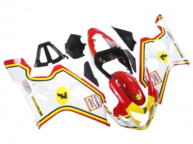 Best 2004-2005 Suzuki GSXR 600 / GSXR 750 Motorcycle Fairings - White Red Yellow Michelin Texaon Heron 7