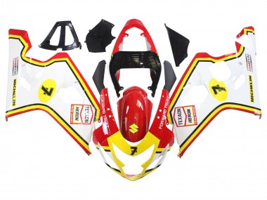 Best 2004-2005 Suzuki GSXR 600 / GSXR 750 Motorcycle Fairings - White Red Yellow Michelin Texaon Heron 7