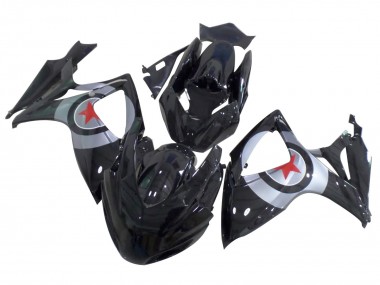Best 2004-2005 Suzuki GSXR 600 / GSXR 750 Motorcycle Fairings - Glossy Black Silver Red Star