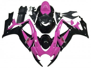Best 2006-2007 Suzuki GSXR 600 / GSXR 750 Motorcycle Fairing - Pink Glossy Black