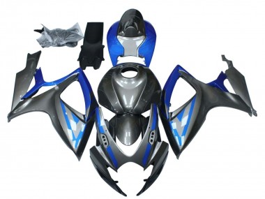 Best 2006-2007 Suzuki GSXR 600 / GSXR 750 Motorcycle Fairings - Blue Grey Black