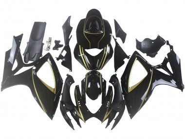 Best 2006-2007 Suzuki GSXR 600 / GSXR 750 Motorcycle Fairings - Glossy Black Gold Stripe