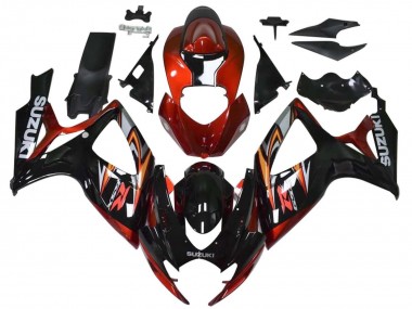 Best 2006-2007 Suzuki GSXR 600 / GSXR 750 Motorcycle Fairings - Red Glossy Black Orange