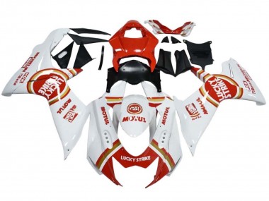 Best 2008-2010 Suzuki GSXR 600 / GSXR 750 Motorcycle Fairings - White Red Lucky Strike