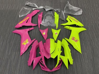 Best 2011-2024 Suzuki GSXR 600 / GSXR 750 Motorcycle Fairings - Pink Yellow Split
