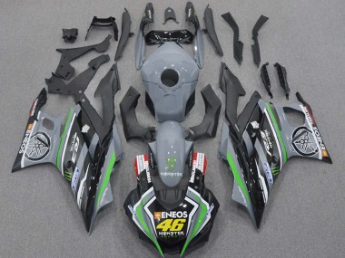 Best 2015-2018 Yamaha YZF R3/R25 Motorcycle Fairings - Nardo Grey Green Black ENEOS Monster 46