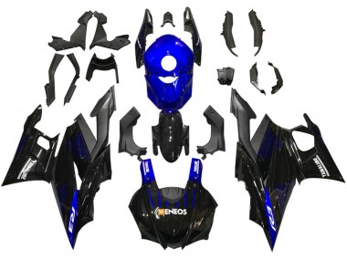 Best 2019-2021 Yamaha YZF R3/R25 Motorcycle Fairings - Blue Black Carbon Fiber ENEOS Yamalube