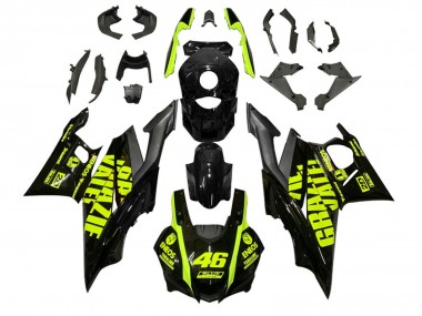 Best 2022-2024 Yamaha YZF R3/R25 Motorcycle Fairings - Black Green ENEOS 46