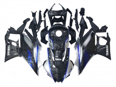 Best 2022-2024 Yamaha YZF R3/R25 Motorcycle Fairings - Marble Black Silver Blue Forged Carbon Fiber Style