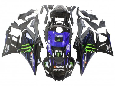 Best 2022-2024 Yamaha YZF R3/R25 Motorcycle Fairings - Blue Green Black Monster Yamalube ENEOS