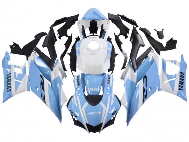 Best 2022-2024 Yamaha YZF R3/R25 Motorcycle Fairings - White Light Blue