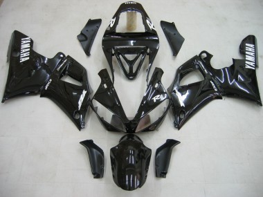 Best 2000-2001 Yamaha YZF 1000 R1 Motorcycle Fairings - Glossy Black White Decal