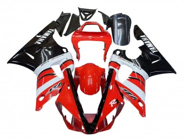 Best 2000-2001 Yamaha YZF 1000 R1 Motorcycle Fairings - Red White Glossy Black
