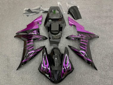 Best 2002-2003 Yamaha YZF 1000 R1 Motorcycle Fairings - Glossy Black Purple Flame