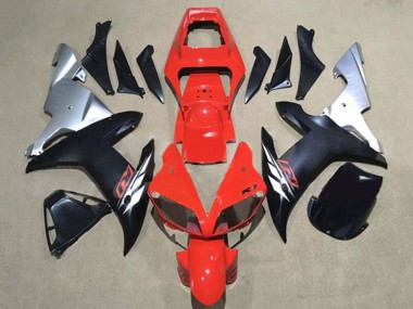 Best 2002-2003 Yamaha YZF 1000 R1 Motorcycle Fairings - Red Silver Matte Black