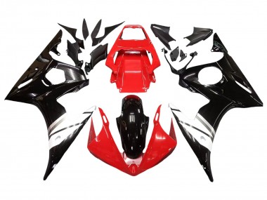 Best 2003-2004 Yamaha YZF R6 Motorcycle Fairings - Red White Glossy Black