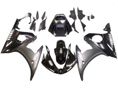 Best 2006-2009 Yamaha YZF R6S Motorcycle Fairings - Glossy Black Matte Black White Decals