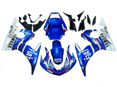 Best 2006-2009 Yamaha YZF R6S Motorcycle Fairings - White Blue Fiat Motul Kastinee