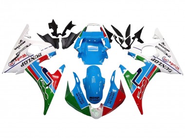 Best 2006-2009 Yamaha YZF R6S Motorcycle Fairings - White Blue Green Red Kastinee Dunlop Motul