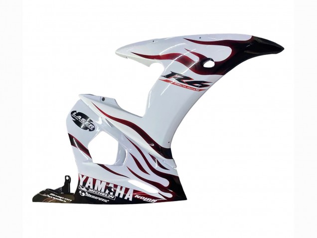 2006-2009 Yamaha YZF R6S Motorcycle Fairings - White with Dark Black Flame
