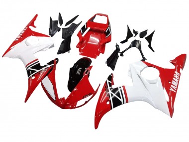 Best 2006-2009 Yamaha YZF R6S Motorcycle Fairing - White Red Glossy Black
