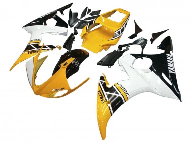 Best 2006-2009 Yamaha YZF R6S Motorcycle Fairings - Yellow White Glossy Black