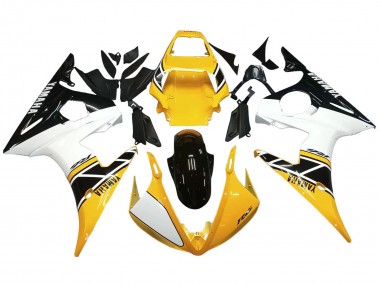 Best 2006-2009 Yamaha YZF R6S Motorcycle Fairings - Yellow White Glossy Black