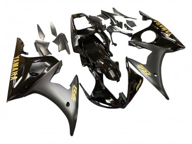 Best 2006-2009 Yamaha YZF R6S Motorcycle Fairings - Glossy Black Matte Black Gold Decals