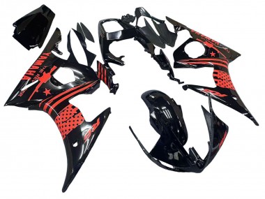 Best 2006-2009 Yamaha YZF R6S Motorcycle Fairing - Glossy Black Red