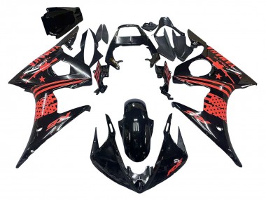 Best 2006-2009 Yamaha YZF R6S Motorcycle Fairing - Glossy Black Red