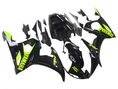 Best 2006-2009 Yamaha YZF R6S Motorcycle Fairings - Glossy Black Neon Yellow