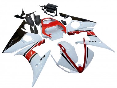 Best 2006-2009 Yamaha YZF R6S Motorcycle Fairings - White Red Glossy Black