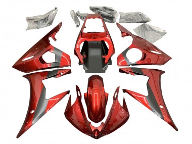 Best 2006-2009 Yamaha YZF R6S Motorcycle Fairings - Red Matte Black