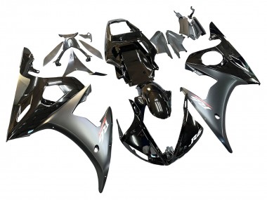 Best 2003-2004 Yamaha YZF R6 Motorcycle Fairings - Glossy Black Matte Black Gold Chameleon