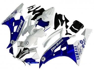 Best 2006-2007 Yamaha YZF 600 R6 Motorcycle Fairings - White Blue Jordan