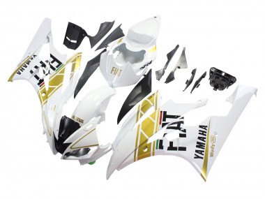Best 2006-2007 Yamaha YZF 600 R6 Motorcycle Fairings - White Gold Black Fiat