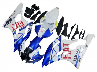 Best 2006-2007 Yamaha YZF 600 R6 Motorcycle Fairings - White Blue Red Fiat Motul Michelin