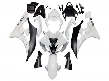 Best 2006-2007 Yamaha YZF 600 R6 Motorcycle Fairings - White Matte Black