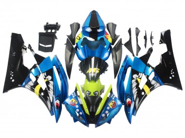 Best 2006-2007 Yamaha YZF 600 R6 Motorcycle Fairings - Blue Neon Green Black Shark