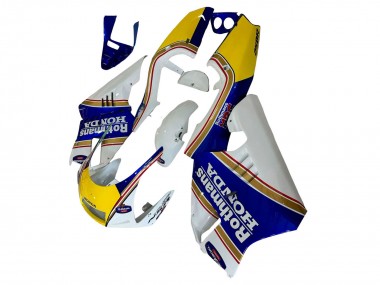 Best 1994-1996 Honda NSR250 Motorcycle Fairings - White Blue Yellow Gold Rothmans